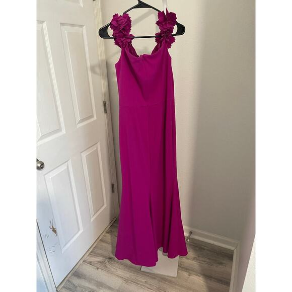 Xscape Ruffle Detail Slim Scuba Gown - Picture 3 of 5